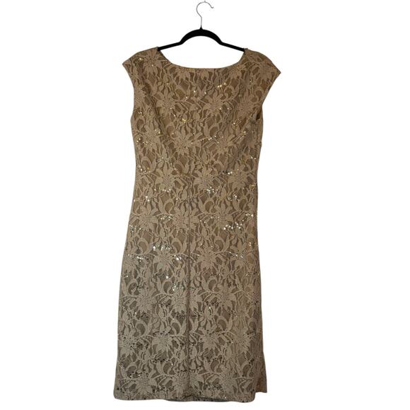 Taupe Lace Mother of the Bride Dress - Size 8 - Picture 4 of 15